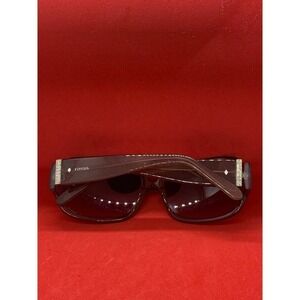 Fossil Oval Womens Sunglasses Brown crystal Plastic Frame Brown Gradient Len